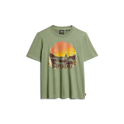 Afbeelding van Superdry Travel Souvenir Tshirt print, Dames, Maat: 38, Thyme green marl