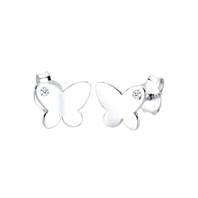 Afbeelding van Elli PREMIUM Oorbellen kinderen vlinder natuur diamant (0.03 ct.) in 925 sterling zilver
