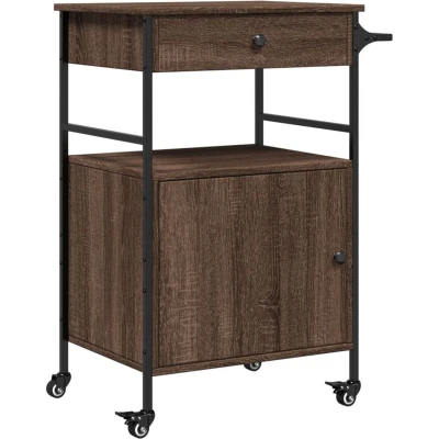 Afbeelding van Keukentrolley 56x43x89,5 cm bewerkt hout bruin eikenkleurig
