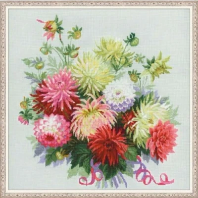 Afbeelding van Borduurpakket Dahlias Riolis 1384