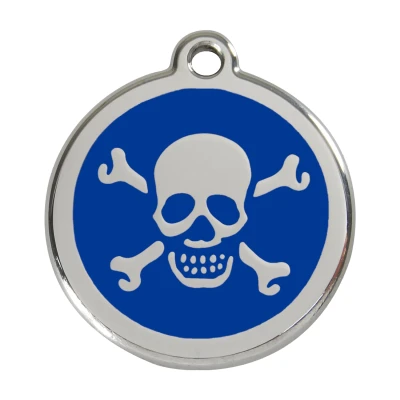 Afbeelding van Cross Bone Navy roestvrijstalen hondenpenning large/groot dia. 3,8 cm RedDingo