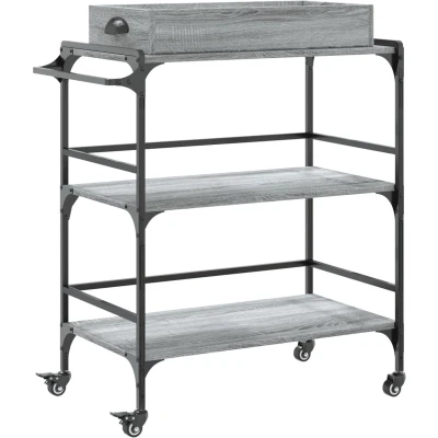 Afbeelding van Keukentrolley 81,5x41x92,5 cm bewerkt hout grijs sonoma eiken