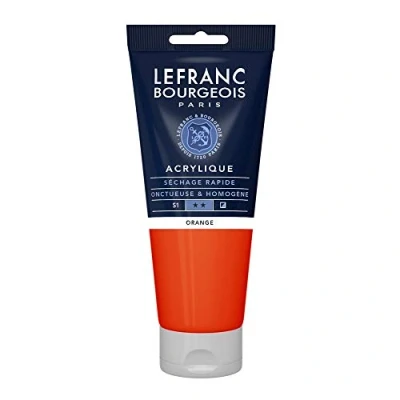 Afbeelding van Lefranc Bourgeois 300401 fijne acrylverf, sterk gepigmenteerd, goed dekkingsvermogen, homogene romige textuur, bestand tegen veroudering, lichtecht, tube van 200 ml oranje
