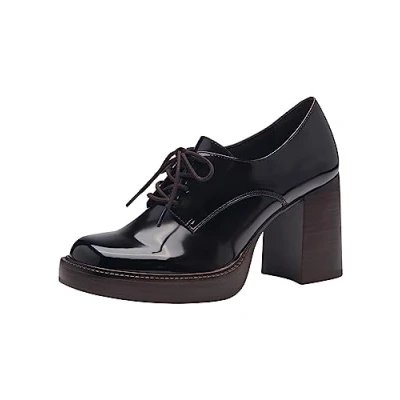 Afbeelding van Tamaris Trotteur Veterpumps, Dames, Maat: 37, Mocca Kunststof