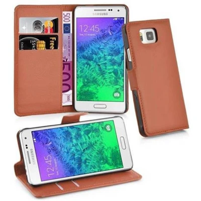 Afbeelding van Cadorabo Hoesje geschikt voor Samsung Galaxy ALPHA in CHOCOLADE BRUIN Beschermhoes met magnetische sluiting, standfunctie en kaartvakje Book Case Cover Etui