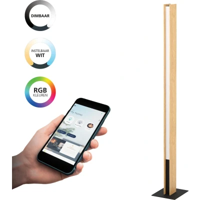 Afbeelding van EGLO connect.z Anchorena Z Smart Vloerlamp LED 150 cm Bruin/Zwart/Wit Instelbaar RGB &amp; wit licht Dimbaar Zigbee