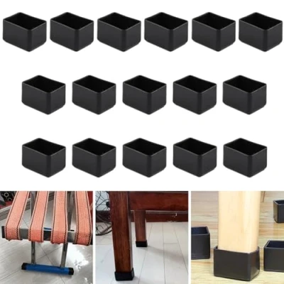 Afbeelding van 16 stuks rechthoekige siliconen stoelpootbeschermers, 30 x 40 mm, stoelpootdoppen, krukbeendoppen ter voorkoming van krassen op de hardhouten vloer en