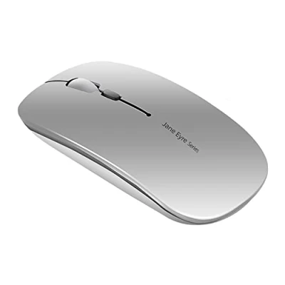 Afbeelding van Uiosmuph Q5 draadloze muis, oplaadbaar, ultradun, optische stil, 1600 dpi, verstelbaar, muis voor computer, pc, laptop, MacBook (zilver)