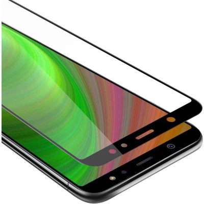 Afbeelding van Cadorabo Screenprotector geschikt voor Samsung Galaxy A6 2018 Volledig scherm pantserfolie Beschermfolie in TRANSPARANT met ZWART Gehard (Tempered) display beschermglas 9H hardheid 3D Touch