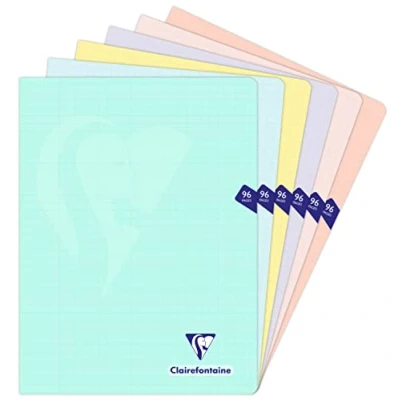 Afbeelding van Clairefontaine Mimesys 308361C notitieboek pastel, 24x32 cm, 96 pagina&#039;s, grote ruitjes, wit papier, 90 g, kaft van polypropyleen, willekeurige kleur