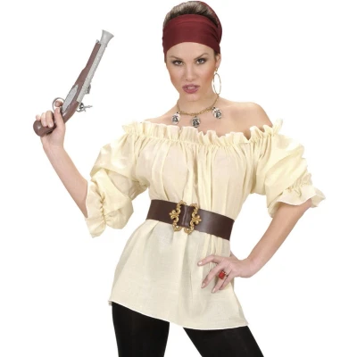 Afbeelding van WIDMANN Beige piraten blouse voor vrouwen Medium Volwassenen kostuums