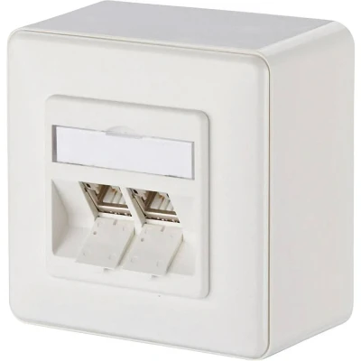 Afbeelding van Metz Connect 130B12D20002 E Netwerkdoos Opbouw (op muur) CAT 6A 2 poorten Zuiver wit