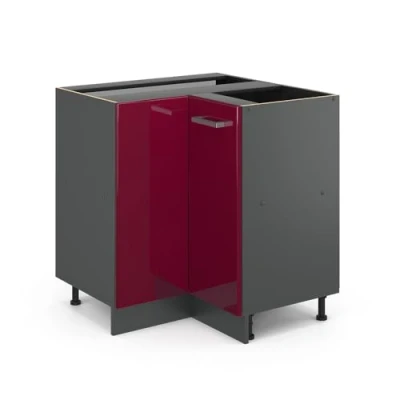 Afbeelding van Vicco Hoekkast R Line, Bordeauxrode hoogglans/Antraciet, 75.6 cm zonder werkblad