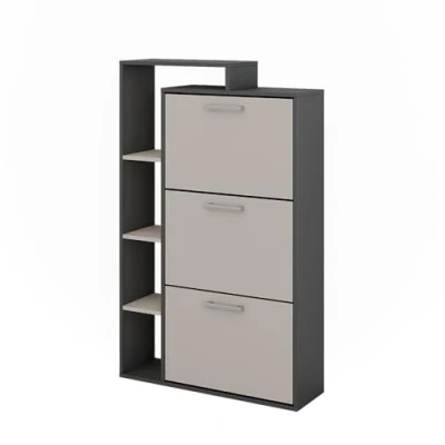 Afbeelding van Vicco Schoenklaprek Orlando, Antraciet/grijs, 80 x 128.3 cm met 3 compartimenten