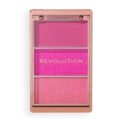 Image de Revolution, Blush Icon Palette (Hot Pink Flag), de Crème et Poudre Compacte, Haute Pigmentation, 3 Teintes, Hot Flag, Vegan Non Testée sur les Animaux
