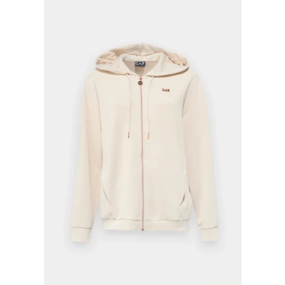 Afbeelding van EA7 Emporio Armani Felpa Sweater met rits, Dames, Maat: Small, White sand