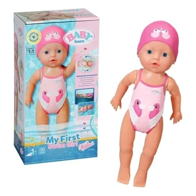 Image de BABY born My First Swim Girl Poupée de bain 30 cm, bras et jambes mobiles, flotte dans l&#039;eau, imperméable utilisable sans piles, rose