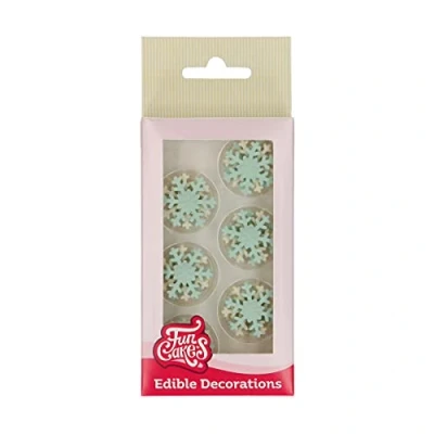 Afbeelding van FunCakes Fondant Decoraties Kerst Sneeuwvlokken Blauw Set/12