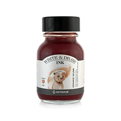 Afbeelding van Octopus Write and Draw Ink 455 Orange Skunk waterdichte inkt om te schrijven en tekenen, lichtbestendige kalligrafie voor vulpen, oranje, 50 ml