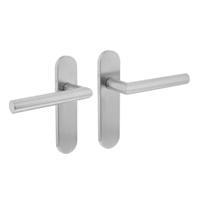 Afbeelding van Intersteel Deurkruk Hoek 90 ovaal schild verdekt 170x40mm RVS Geborsteld