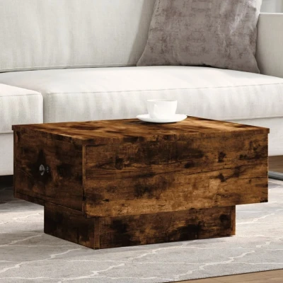 Afbeelding van Salontafel 60x45x31 cm bewerkt hout gerookt eikenkleurig