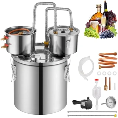Image de VEVOR Distillateur Alambic d&#039;Eau et d&#039;Alcool 30L avec Baril Pompe