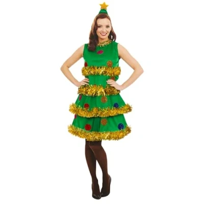 Afbeelding van Fun Shack kerstboomkostuum voor volwassenen, dames, kerstboomkostuum, kerstboomjurk, kerstkostuum maat S
