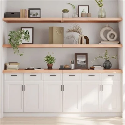 Afbeelding van Wandschap 220x60x6 cm onbehandeld massief eikenhout