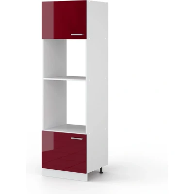 Afbeelding van Vicco Universele voorraadkast R Line, Bordeauxrode hoogglans/Wit, 60 cm met open vakken en deuren