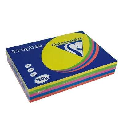 Image de 5x50 feuilles A4 Couleurs vives assorties 160g Trophée Clairefontaine