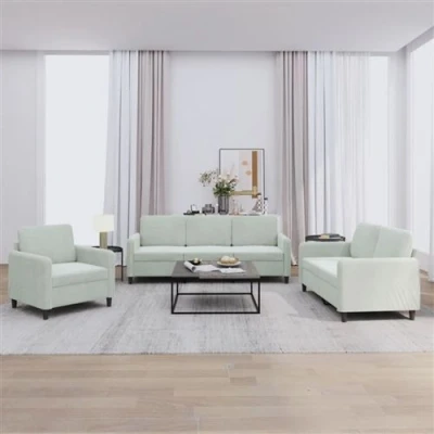 Afbeelding van vidaXL 3 delige Loungeset fluweel lichtgrijs