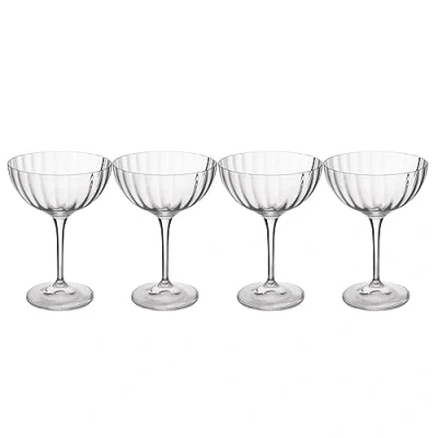 Afbeelding van Mikasa Treviso Crystal Coupe Glazen, 300ml, Set van 4 Loodvrije, Heldere, Fijne Glazen met Golvend Effect voor Feestjes