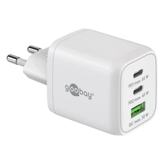 Afbeelding van Goobay USB C PD multiport snellader Nano (65 W) wit 2x poorten (Power Delivery) en 1x A poort (Quick Charge 3.0)