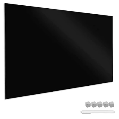 Afbeelding van Navaris glassboard Magnetisch bord voor aan de wand Memobord van glas 90 x 60 cm Magneetbord inclusief magneten en marker Zwart