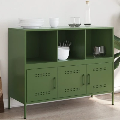 Afbeelding van Dressoir 100,5x39x79 cm koudgewalst staal olijfgroen
