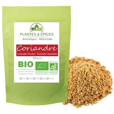 Afbeelding van Planten en specerijen, Koriander van Marokko poeder, biologische kwaliteit, biologisch afbreekbaar, hersluitbaar, 100 g