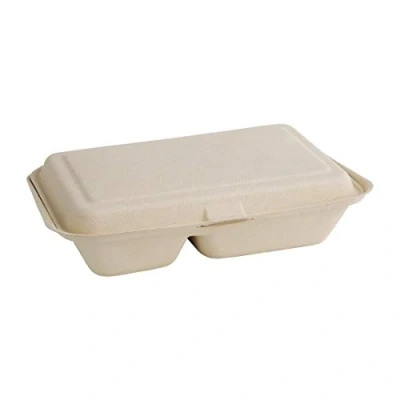 Afbeelding van Fiesta Compostable composteerbare bagasse voedseldozen 2 compartimenten natuurlijke kleur 253mm (200 stuks)