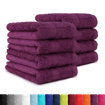 Afbeelding van Set van 8 handdoeken in vele kleuren 50 x 100 cm kleur: paars