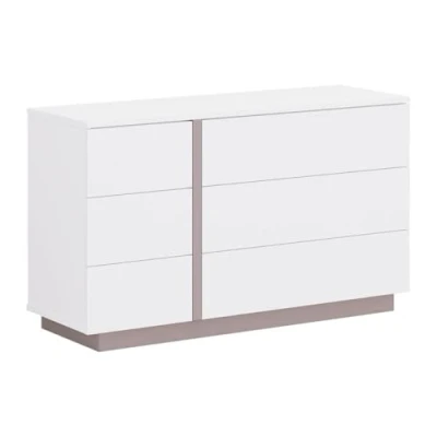 Afbeelding van Vente unique Ladekast NAPOLI 6 laden Wit en taupe L 120 cm x H 70 D 39