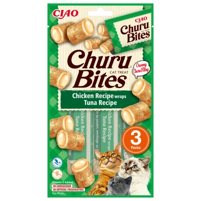 Afbeelding van Inaba Churu Bites Cat Chicken Recipe Wraps Tuna 3X10 GR
