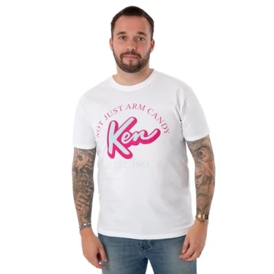 Afbeelding van Barbie heren T shirt Ken Not Just Arm Candy Wit grafisch voor volwassenen Modieuze comfortabele top met korte mouwen Nieuwigheid film lichtgewicht crewneck,