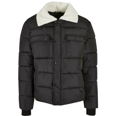 Afbeelding van Urban Classics Herren Sherpa Collar Padded Winterjas, Heren, Maat: Small, Black