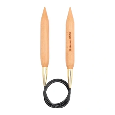 Afbeelding van KnitPro Basix rondbreinaald van berkenhout, naturel, 100 cm, 20 mm, beige