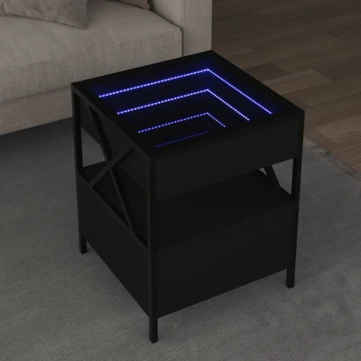 Afbeelding van Salontafel met Infinity LED 40x40x51 cm zwart