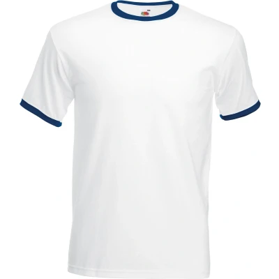 Afbeelding van Fruit Of The Loom Heren Ringer T shirt met korte mouwen (Wit/Marine)