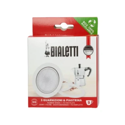 Image de Bialetti Pièces de rechange, comprend 3 joints et 1 plaque, compatibles avec Moka Express 9 tasses Dama