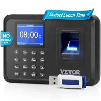 Image de VEVOR Pointeuse Biométrique 100000 Enregistrements pour Présence des Employés