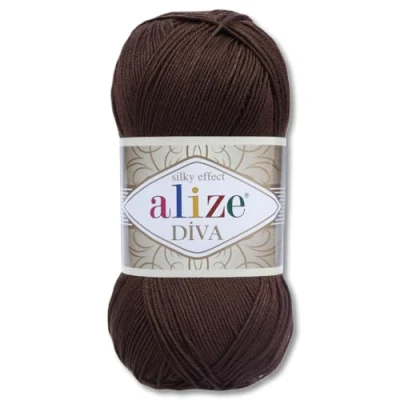 Afbeelding van Frida&#039;s Wollhaus Alize Diva breiwol, 100 g, microvezel, haken, 64 kleuren (26 donkerbruin)