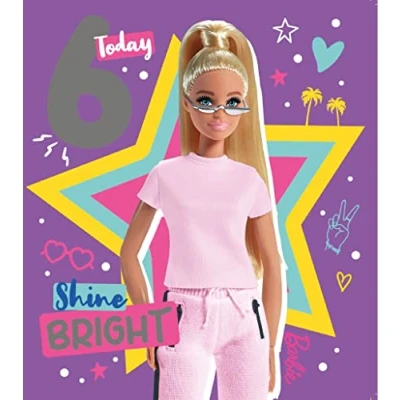 Afbeelding van verjaardagskaart voor 6 jaar, Barbie verjaardagskaart, jaar
