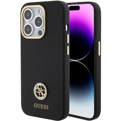 Afbeelding van Guess 4G Silicone Metal Logo Back Case Geschikt voor Apple iPhone 15 Pro (6.1&quot;) Zwart